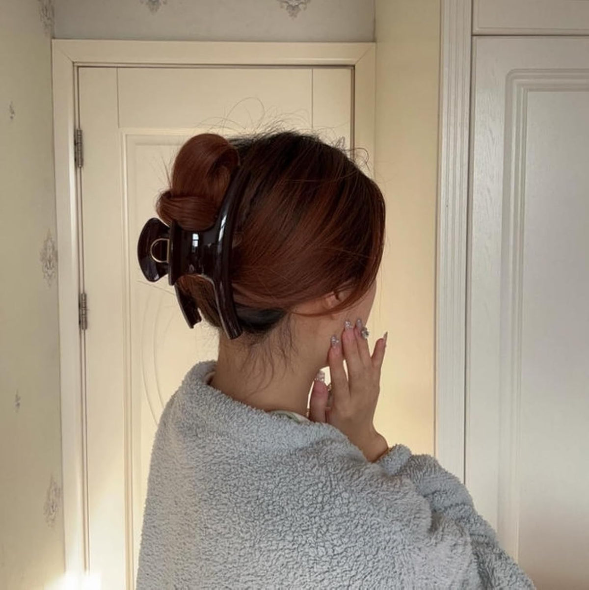 5.9 Inch Extra Large Hair Clips for Women, Glossy Big Butterfly Claw Clips for Thick Long Hair, Non Slip & Strong Hold, Jumbo Lady Shower Claw Clip, Neutral Hair Claws (Chocolate Brown)