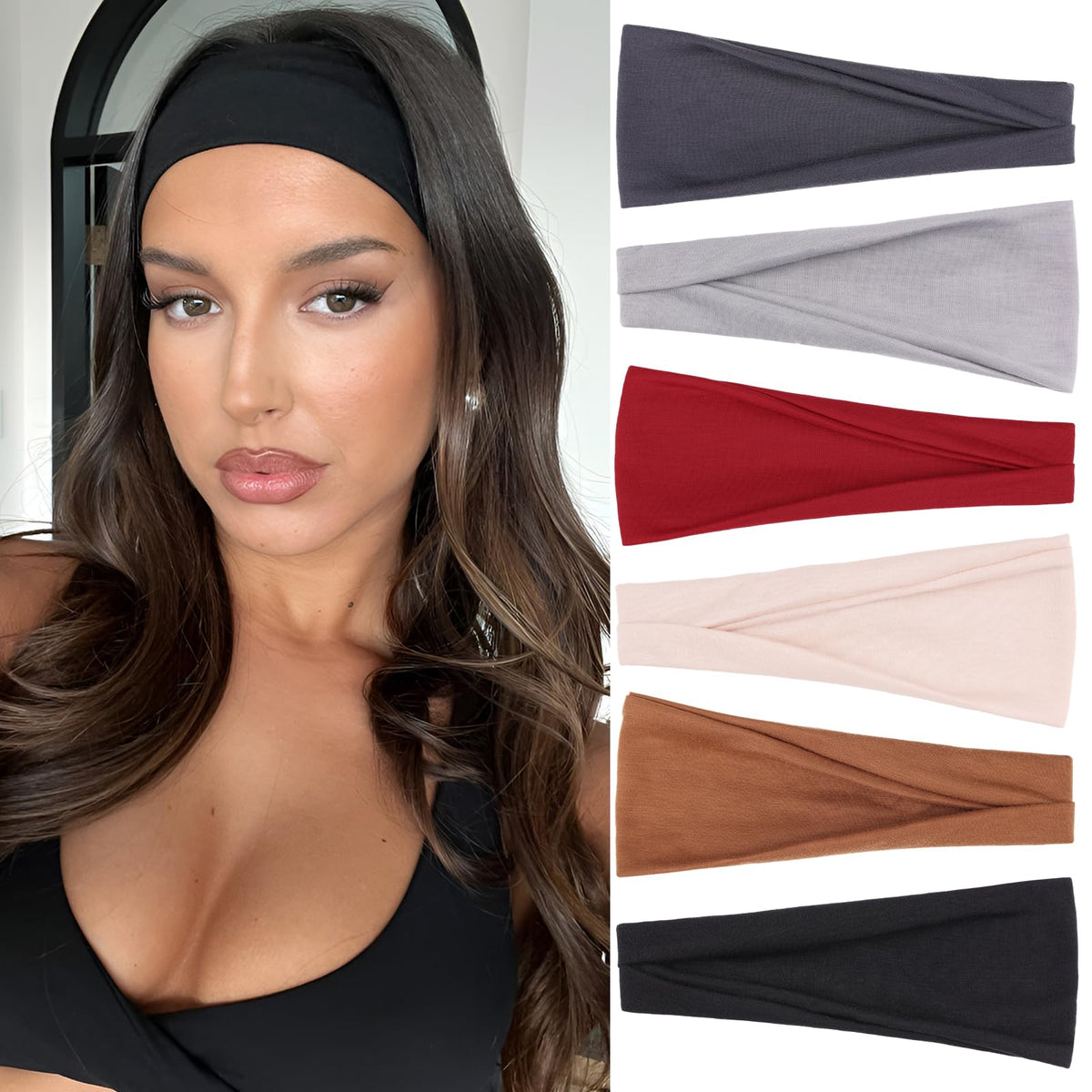 Wide Headbands for Women Trendy Women's Head Bands,6 Packs
