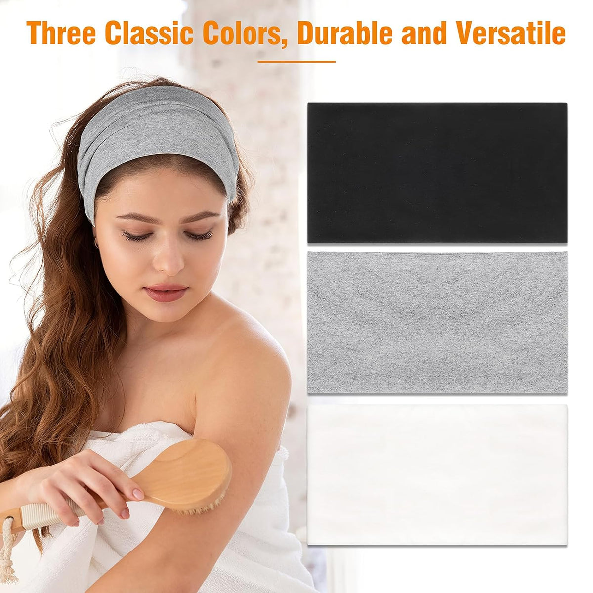 6 Pack Wide Cotton Headbands for Women, Non-Slip Workout Yoga Sports