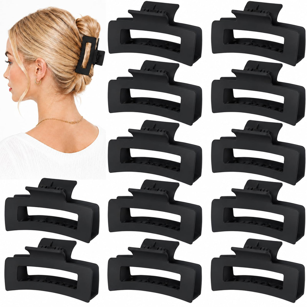 12 Pack Medium Hair Claw Clips for Women 3.5" Strong Hold Non-Slip Claw Clips for Thick Thin Hair