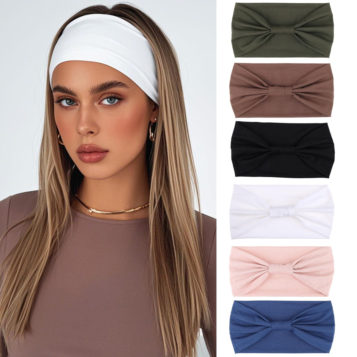 XTREND 4 Packs Wide Headband Fashion Headscarf Bohemian Style Elastic Knotted Non-slip Headband Suitable For Black Women Outdoor Yoga Sports Printed Hair Accessories