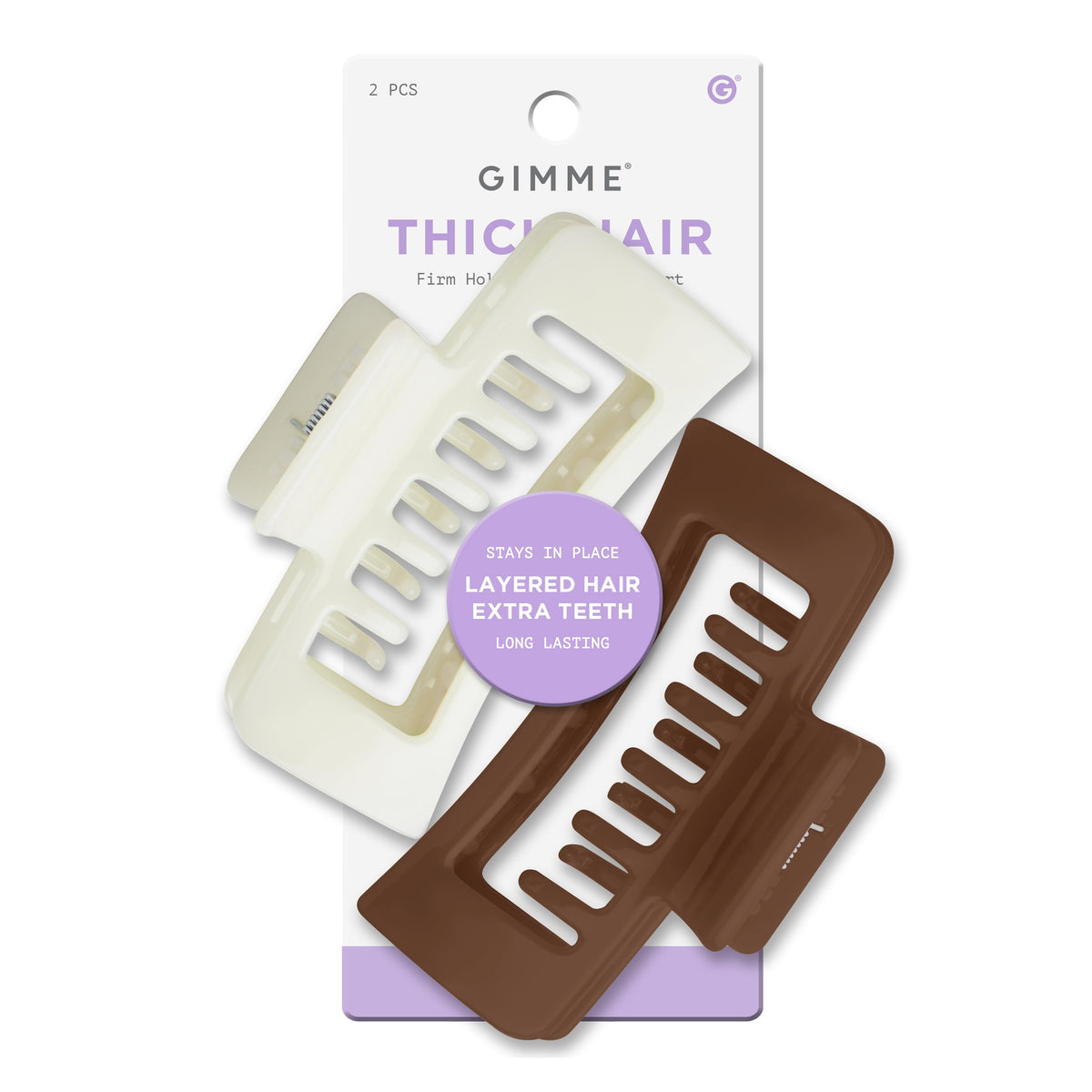Gimme Beauty XL Rectangle Hair Claw Clip Duo, Black