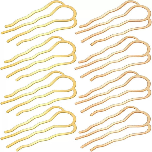 8Pcs Metal Hair Side Combs Hair Fork Clip Teeth Hair Pin Stick for Updo Bun, U Shape Hair Combs for Vintage Hairstyle Hair Accessories, Thick Hair Combination
