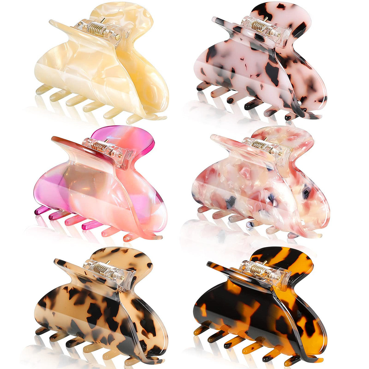 WILLBOND 6 Pcs Medium Hair Claw Clip for Thin Hair Women, Colorful Patterns