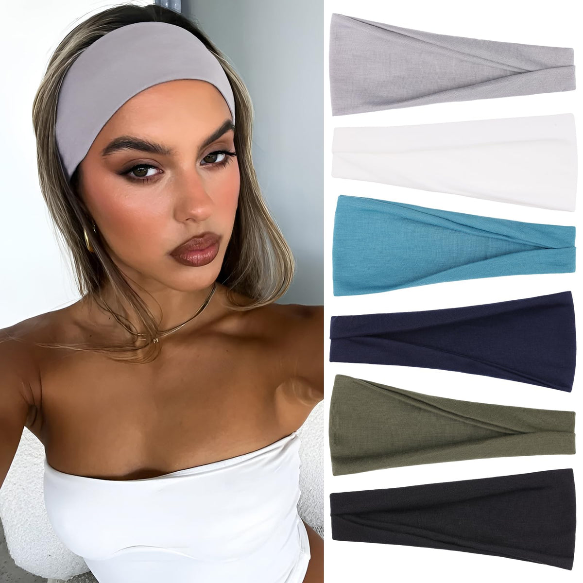 Wide Headbands for Women Trendy Women's Head Bands,6 Packs