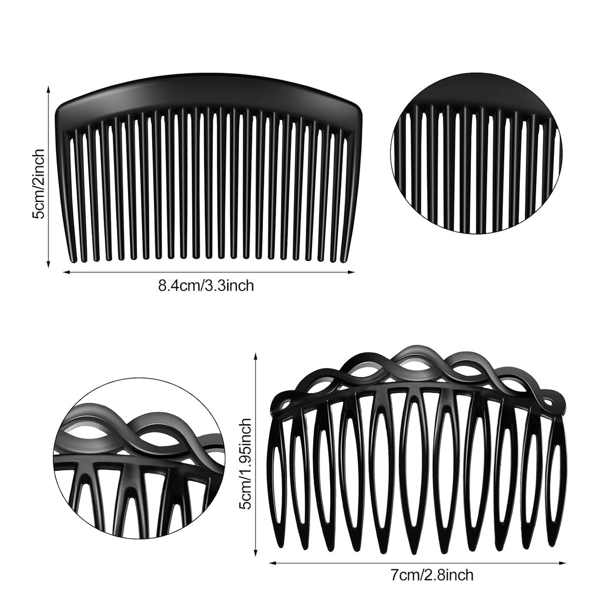 24 Pcs French Side Hair Twist Comb Accessories, 11/23 Teeth, Women