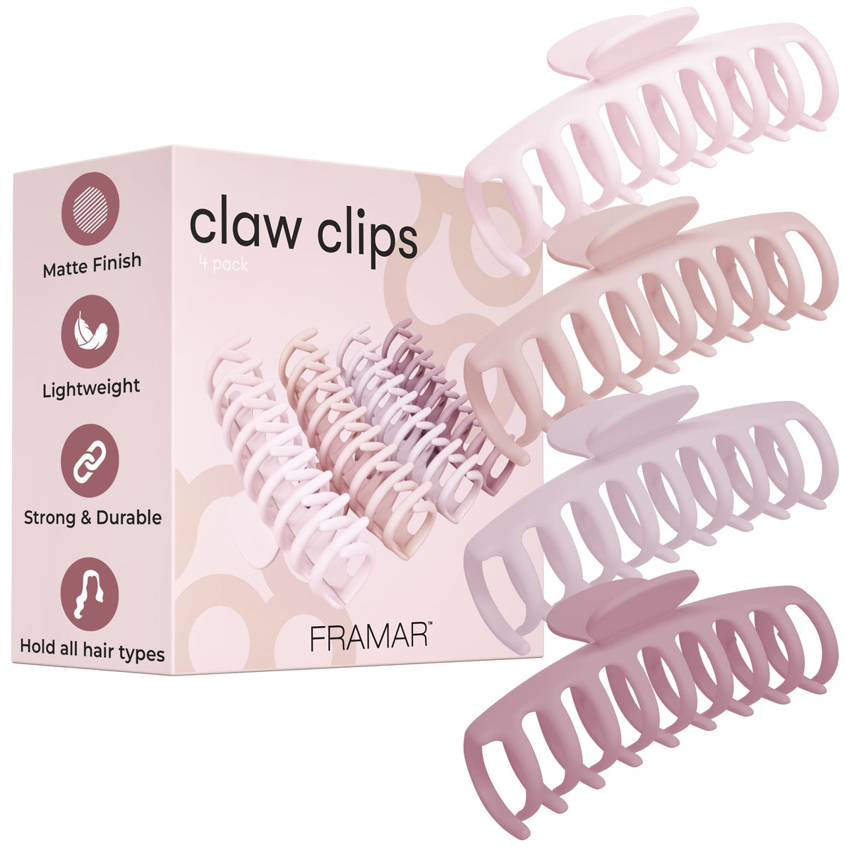 FRAMAR Extra Large Claw Clips For Thick Hair, Hair Claws Pack, Hairclips