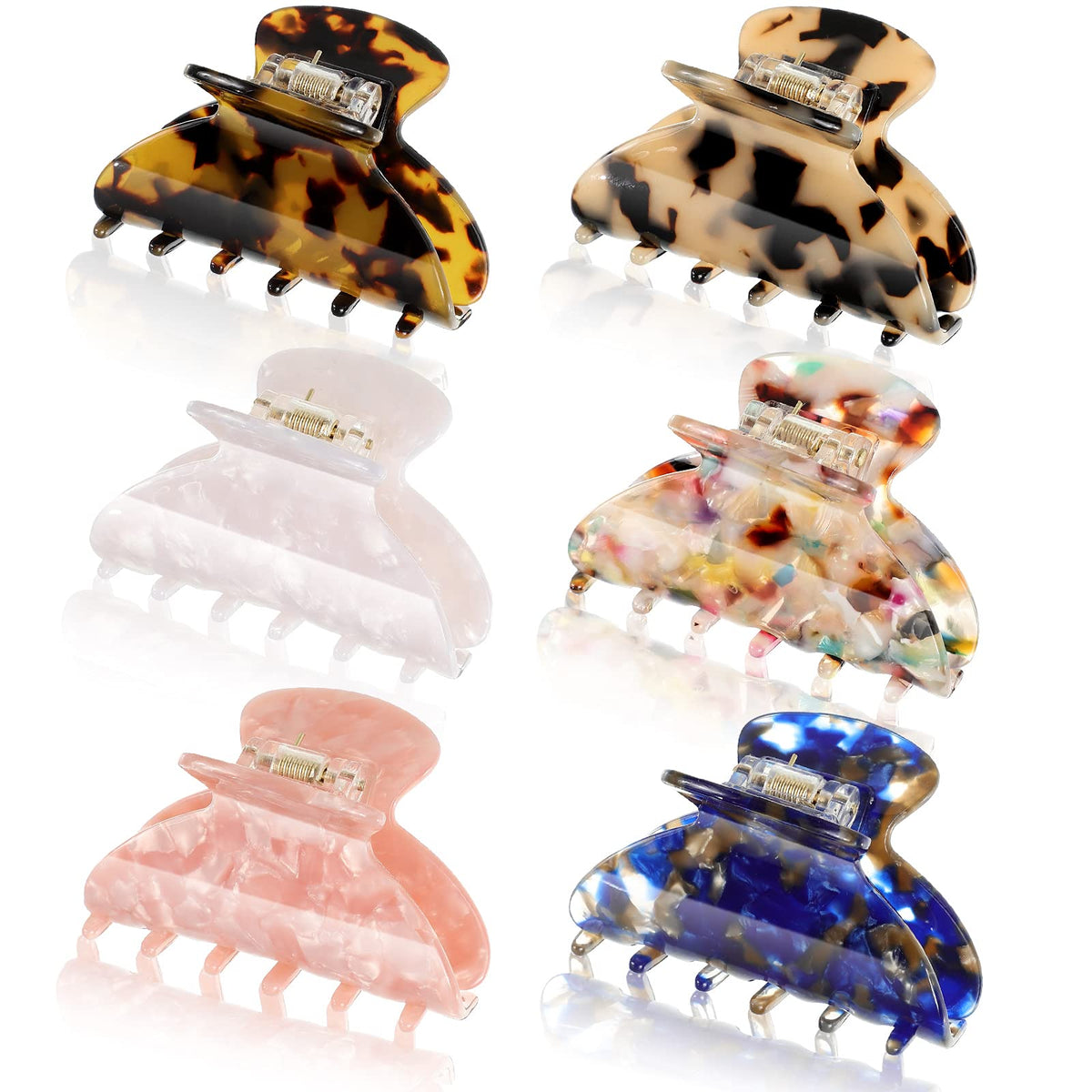 WILLBOND 6 Pcs Medium Hair Claw Clip for Thin Hair Women, Colorful Patterns