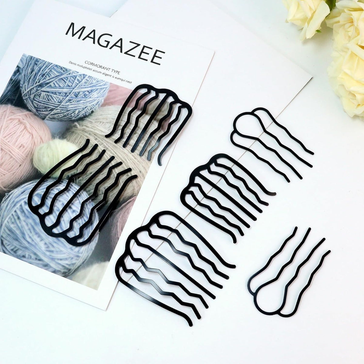 6 Pcs, Metal Hair Side Combs Set, Black