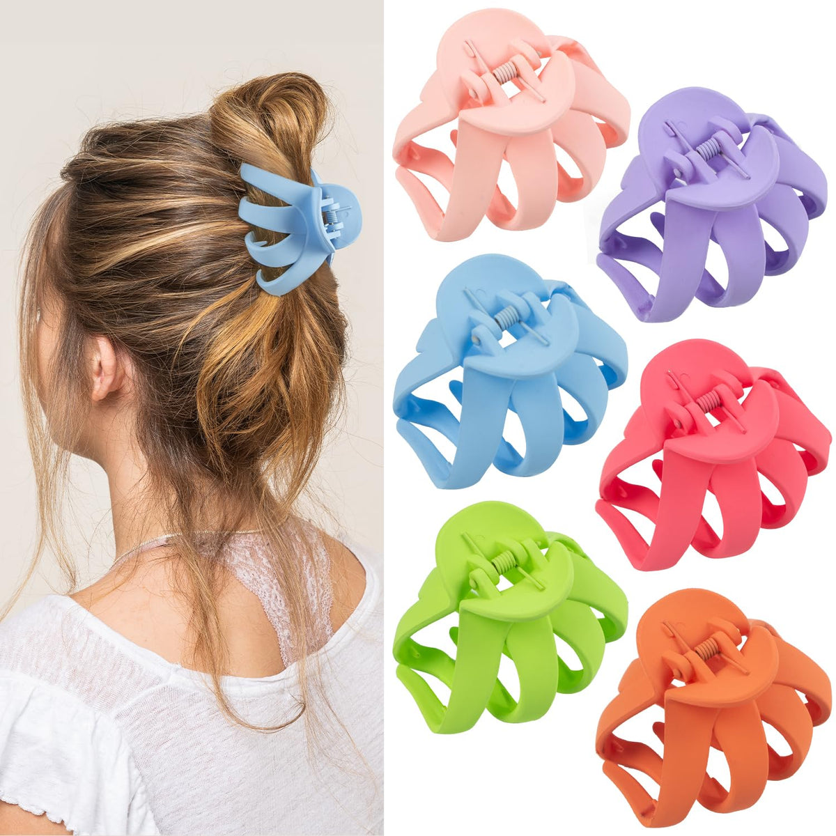 2.8 Inch Medium Octopus Hair Clips for Women, Matte Claw Clips for Thin Hair, Strong Hold Non-slip Spider Octopus Clip for Fine Hair Jaw Clips
