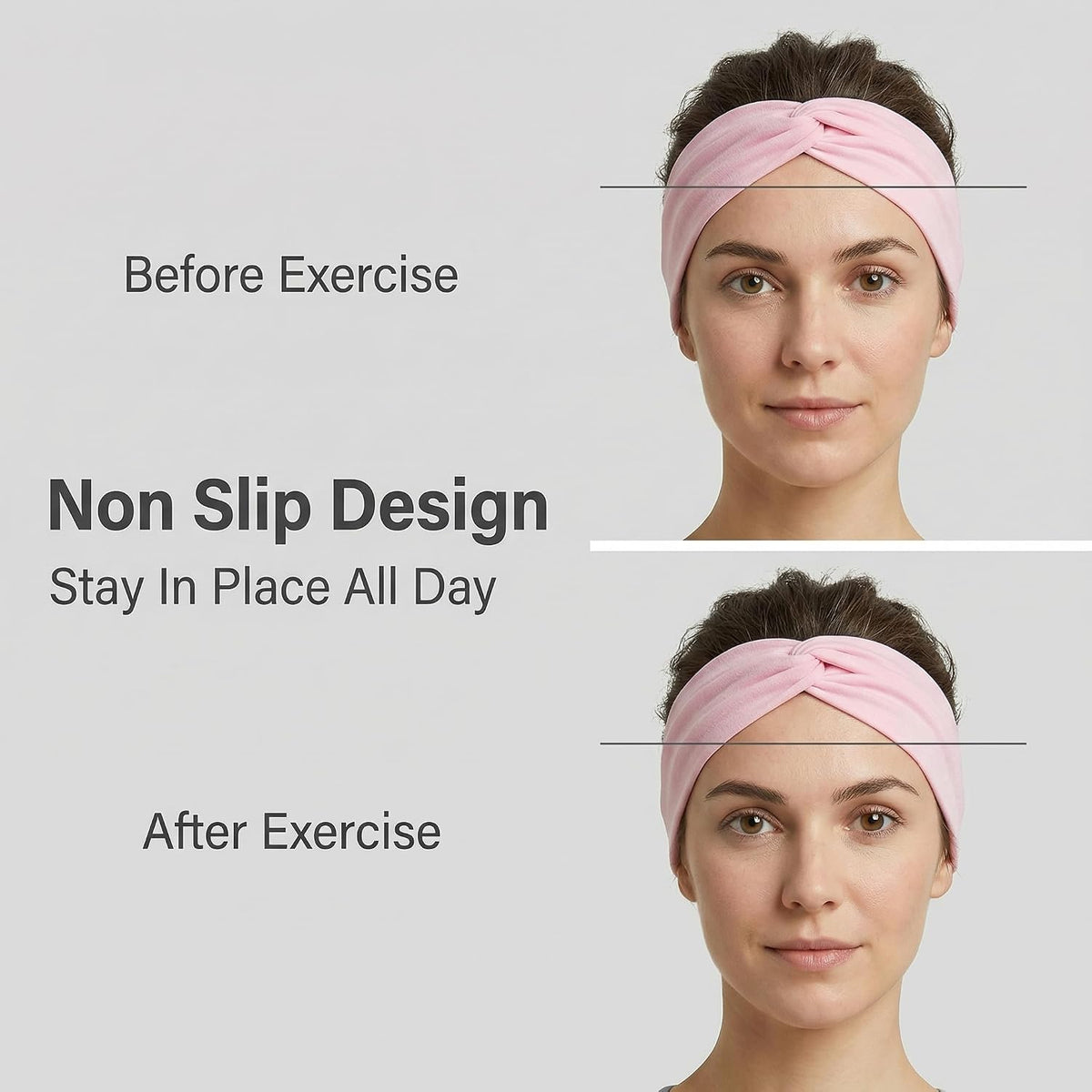 12 Pcs Stretchy Sport Headbands for Women,Absorbed Sport Headband Soft Twist Knotted Headbands for Yoga, Workout Daily Life