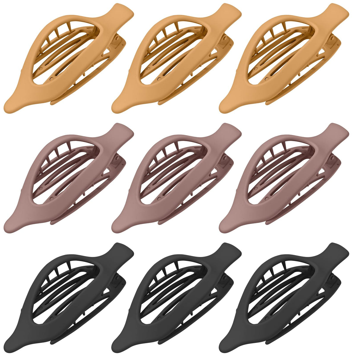 9 Pack Flat Hair Clips for Women, Matte Claw Clips for Thick & Thin Hair (Multicolor)