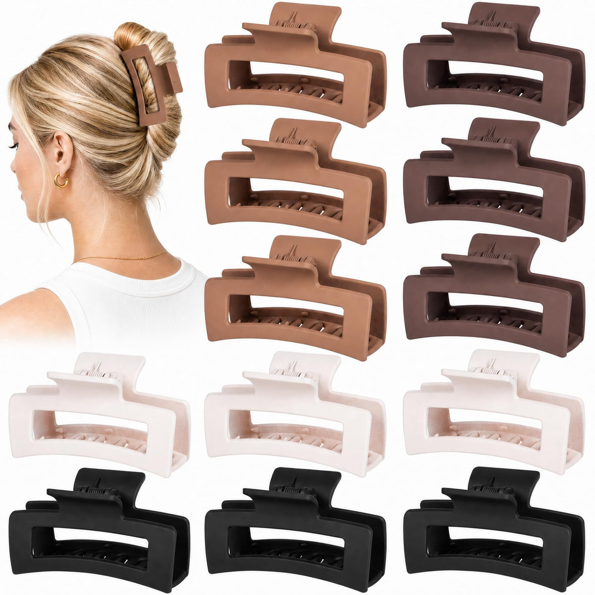 12 Pack Medium Hair Claw Clips for Women 3.5" Strong Hold Non-Slip Claw Clips for Thick Thin Hair