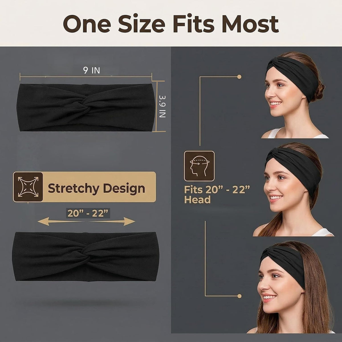 12 Pcs Stretchy Sport Headbands for Women,Absorbed Sport Headband Soft Twist Knotted Headbands for Yoga, Workout Daily Life