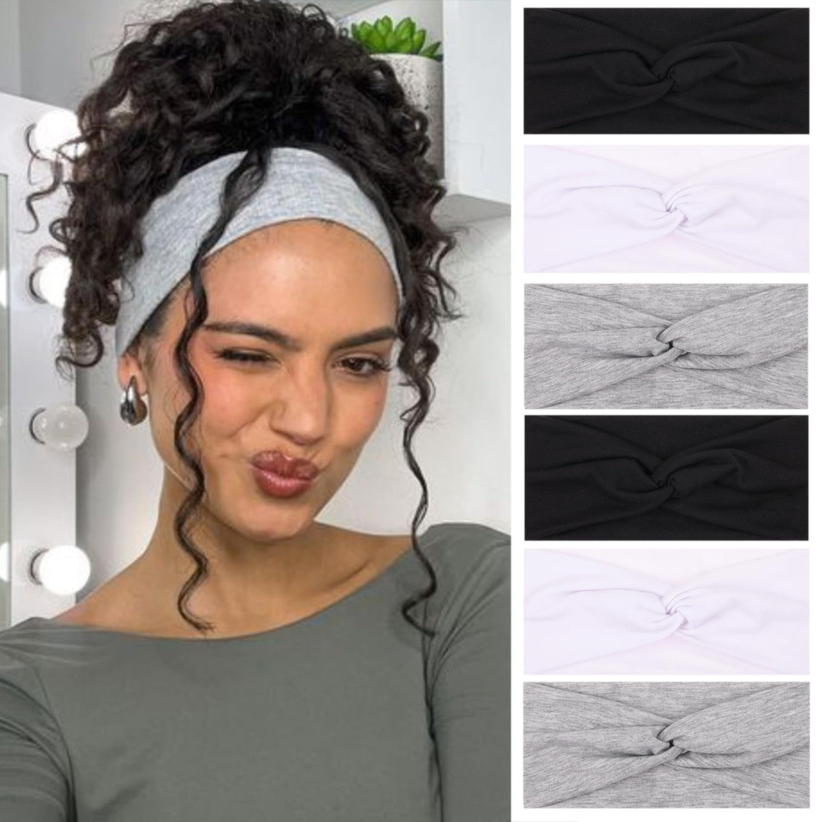 XTREND 6 Pcs Headbands for Women Twisted Cross Elastic Head Bands Yoga Workout Headband Non-Slip Sweat Soft Headbands Solid Color Simple Versatile Hair Accessory Hairbands
