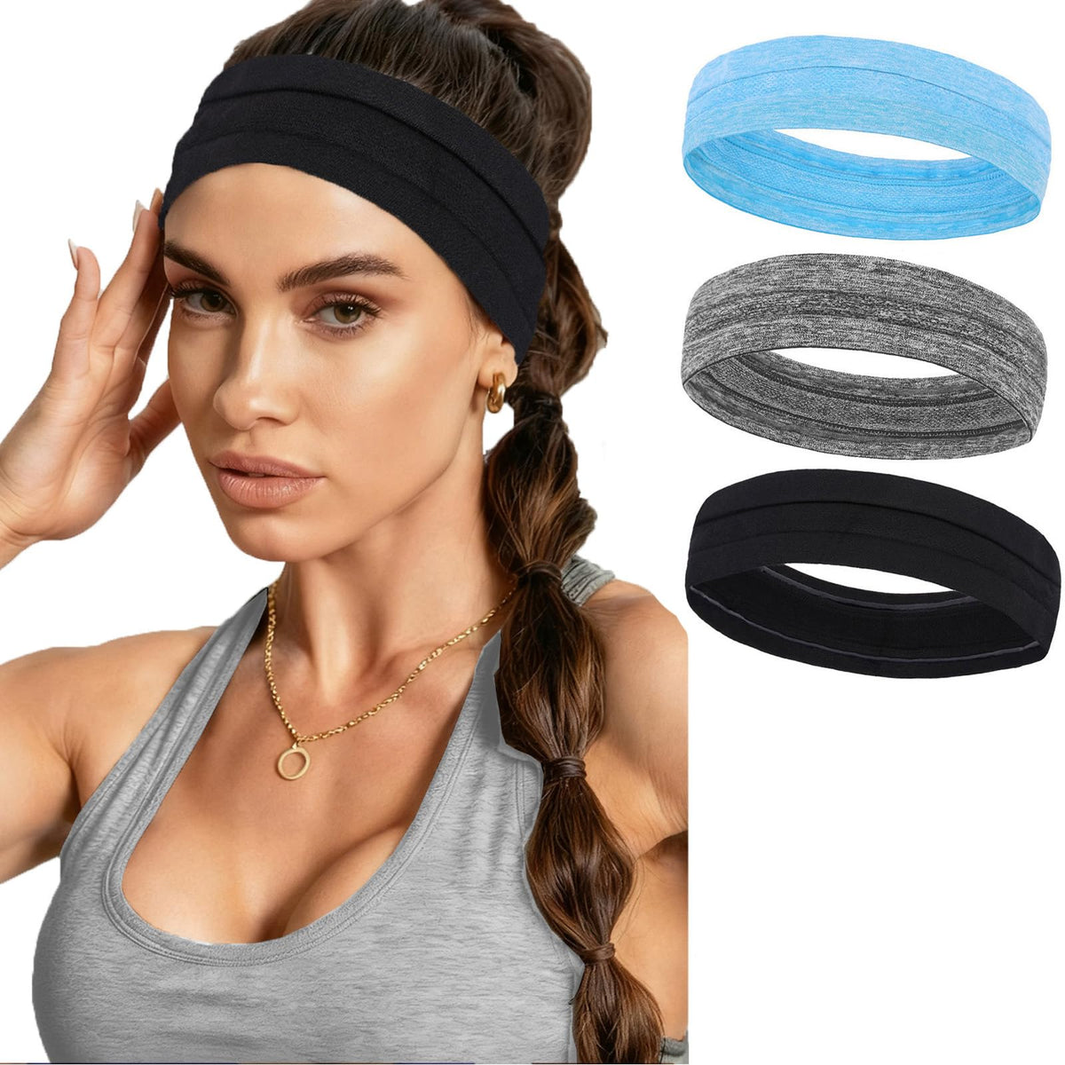 XTREND 6 Pcs Headbands for Women Twisted Cross Elastic Head Bands Yoga Workout Headband Non-Slip Sweat Soft Headbands Solid Color Simple Versatile Hair Accessory Hairbands