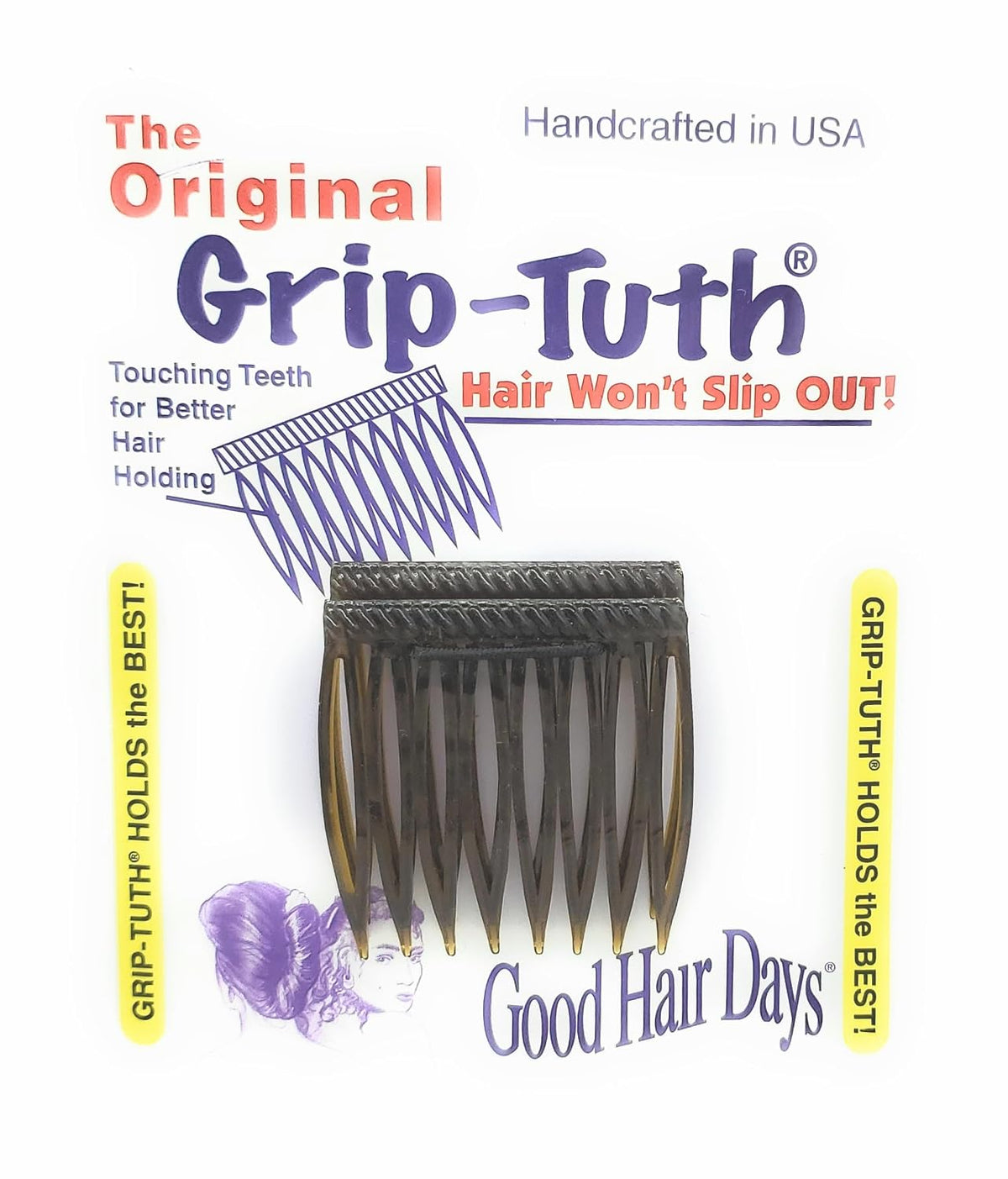 Good Hair Days Grip-Tuth Tuck Combs (2-1.5") Secure Hold for all Hair Types