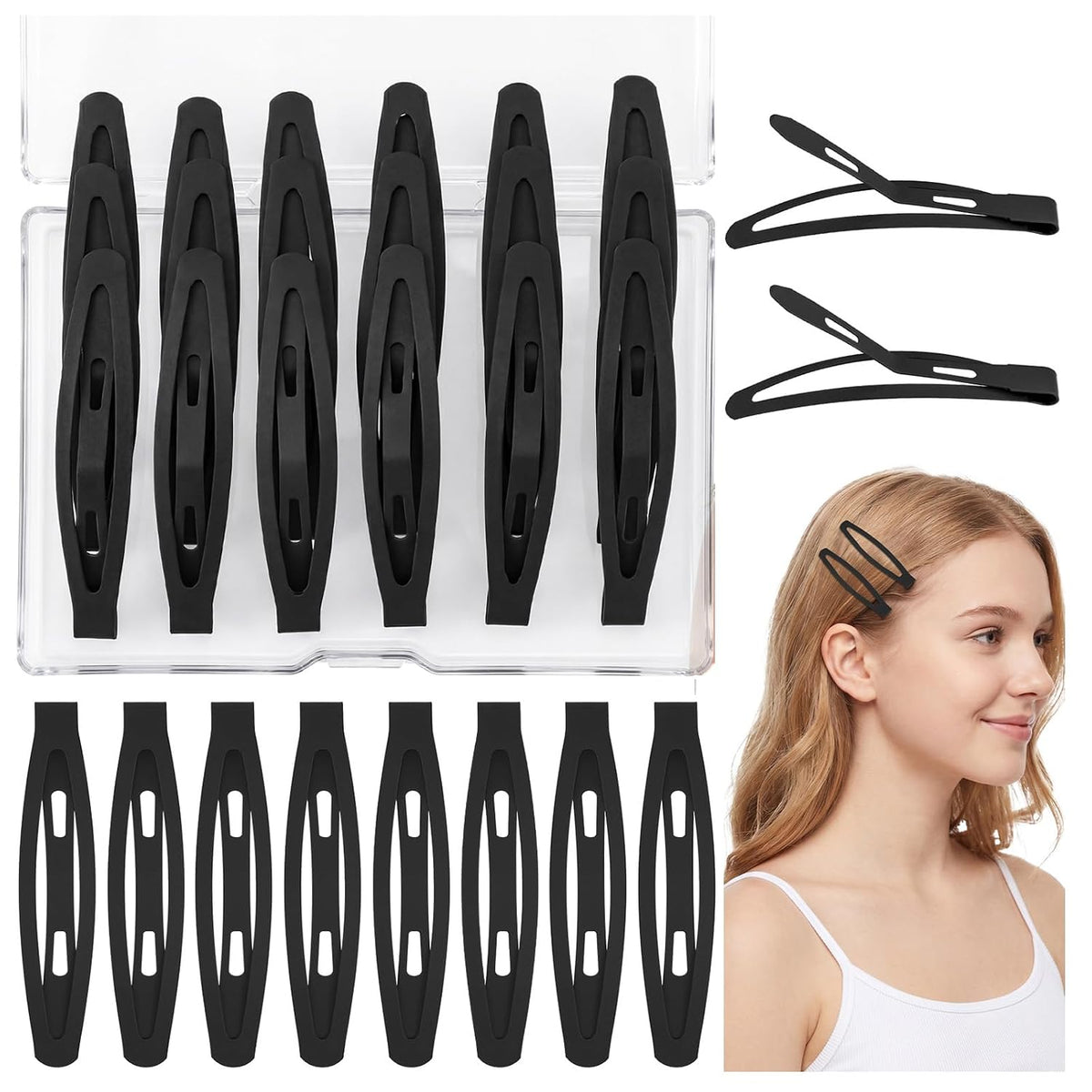 20 Pcs Snap Hair Clips For Women Girls, 2.36 Inch Metal Barrettes