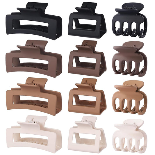 SMKSL 12 Pcs Hair Claw Clips for Women & Girls 3 Styles Hair Accessories