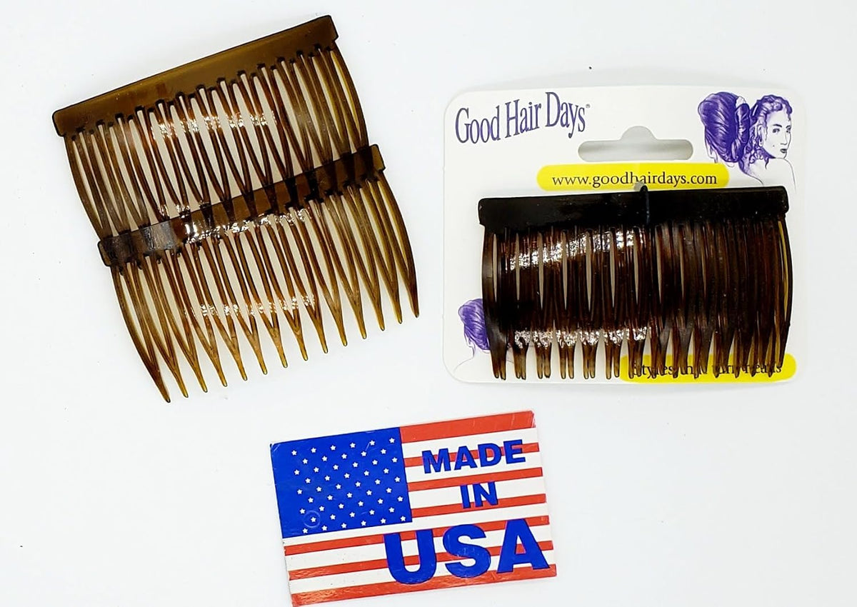 Good Hair Days USA Anti-Slip Side Combs for Daily, Secure Hold, 2⅞", 2 Pack