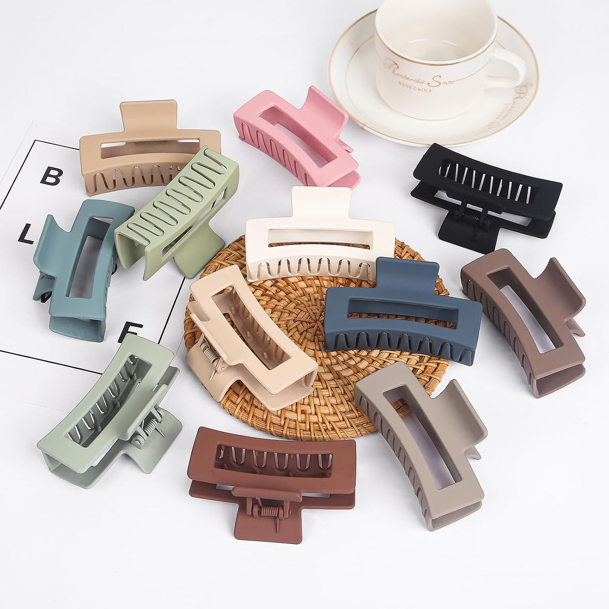 12 Pack Medium Hair Claw Clips for Women 3.5" Strong Hold Non-Slip Claw Clips for Thick Thin Hair
