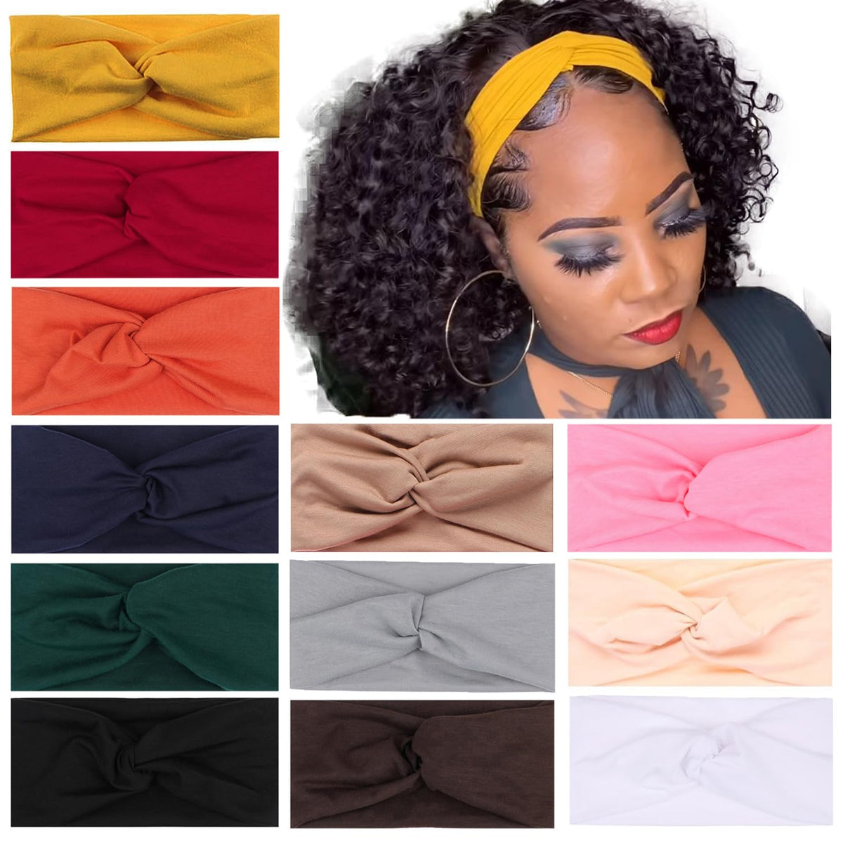 XTREND 6 Pcs Headbands for Women Twisted Cross Elastic Head Bands Yoga Workout Headband Non-Slip Sweat Soft Headbands Solid Color Simple Versatile Hair Accessory Hairbands