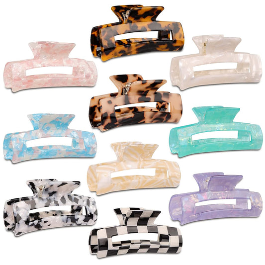 Magicsky 10 Pcs Large Resin Hair Claw Clips For Women Thick Thin Hair Updos