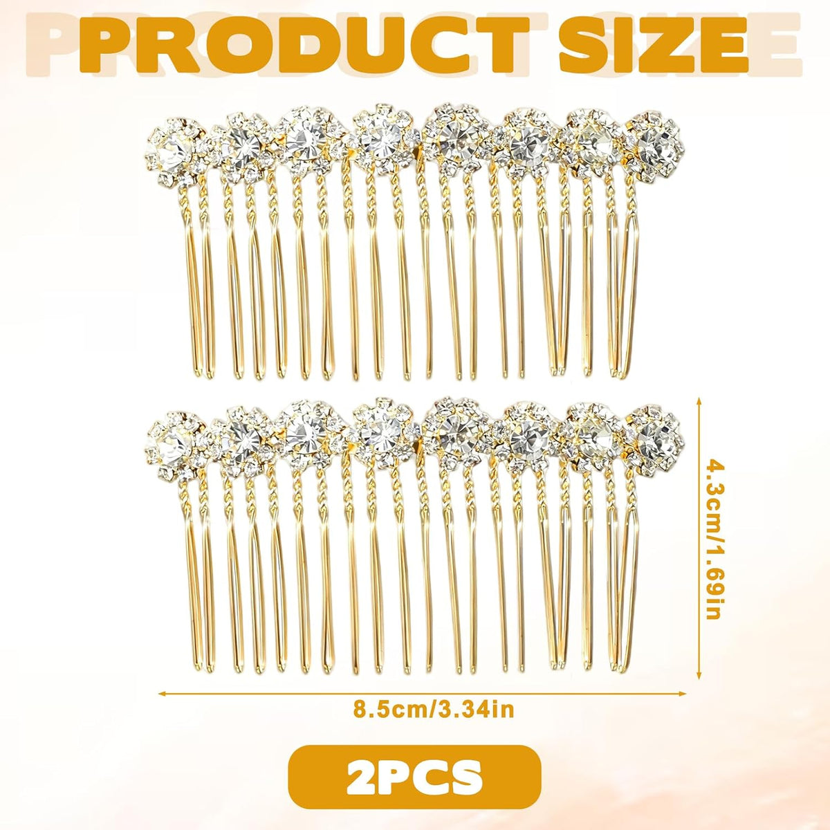 2Pcs Rhinestone Side Hair Combs Hair Combs for Women Accessories Gold Pearl Decorative Hair Comb Bridal Jewelry Clips Comb for Women Bridal Wedding Hairs Accessories