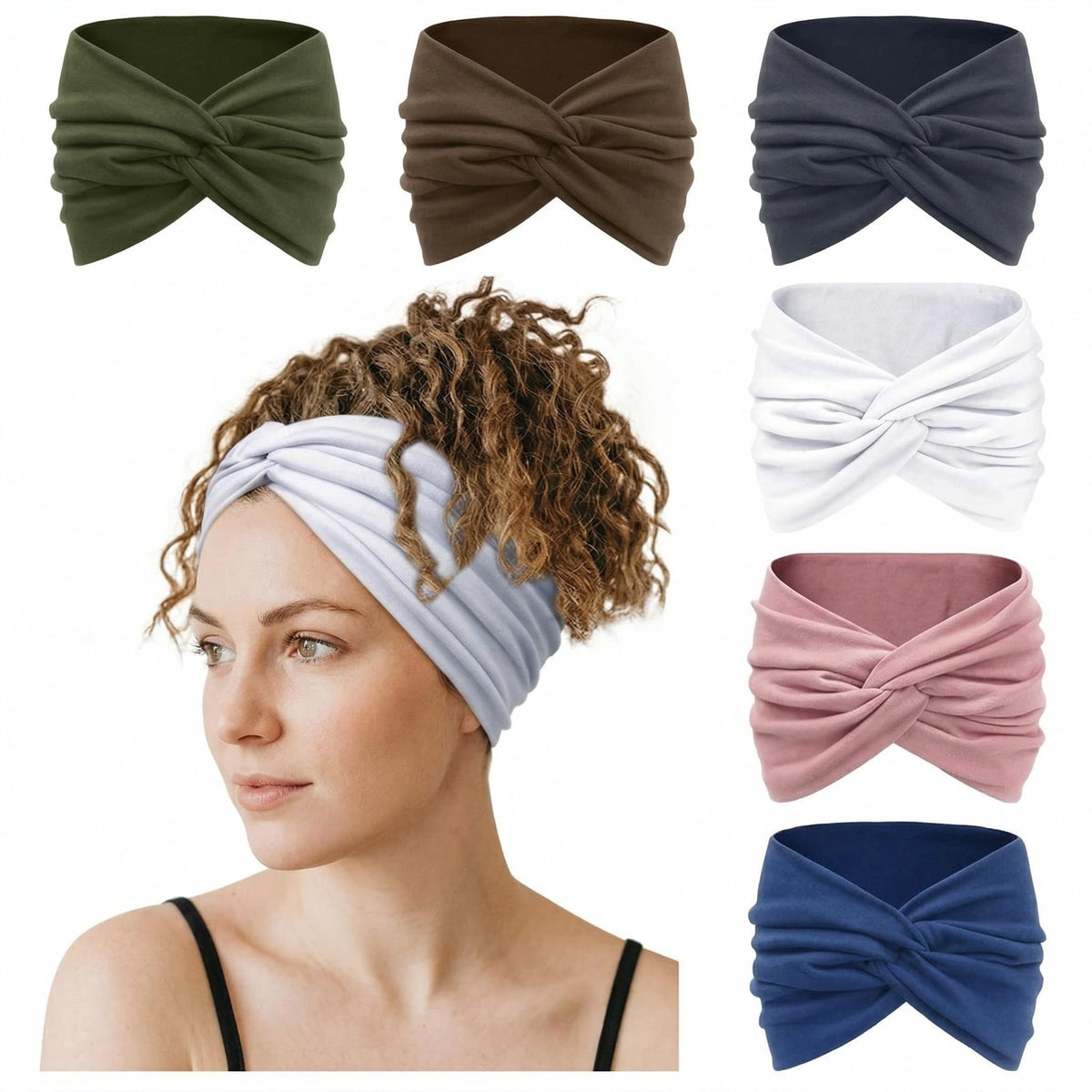 12 Pcs Stretchy Sport Headbands for Women,Absorbed Sport Headband Soft Twist Knotted Headbands for Yoga, Workout Daily Life