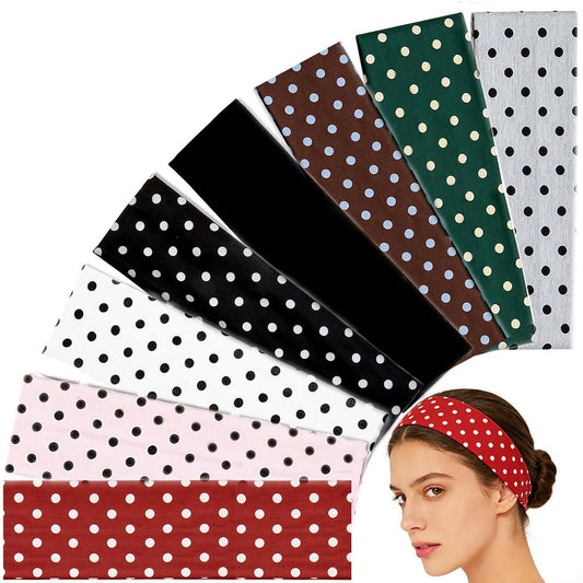 Headbands Polka Dot Headbands for Women, 8Pcs Cloth Cute Hair Bands