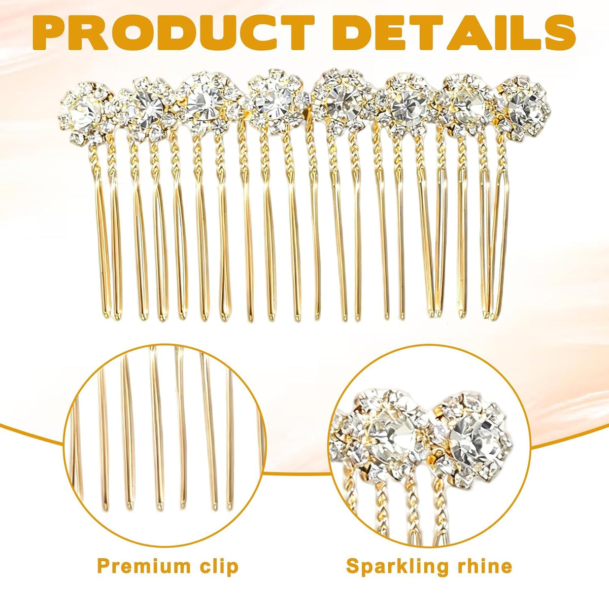 2Pcs Rhinestone Side Hair Combs Hair Combs for Women Accessories Gold Pearl Decorative Hair Comb Bridal Jewelry Clips Comb for Women Bridal Wedding Hairs Accessories