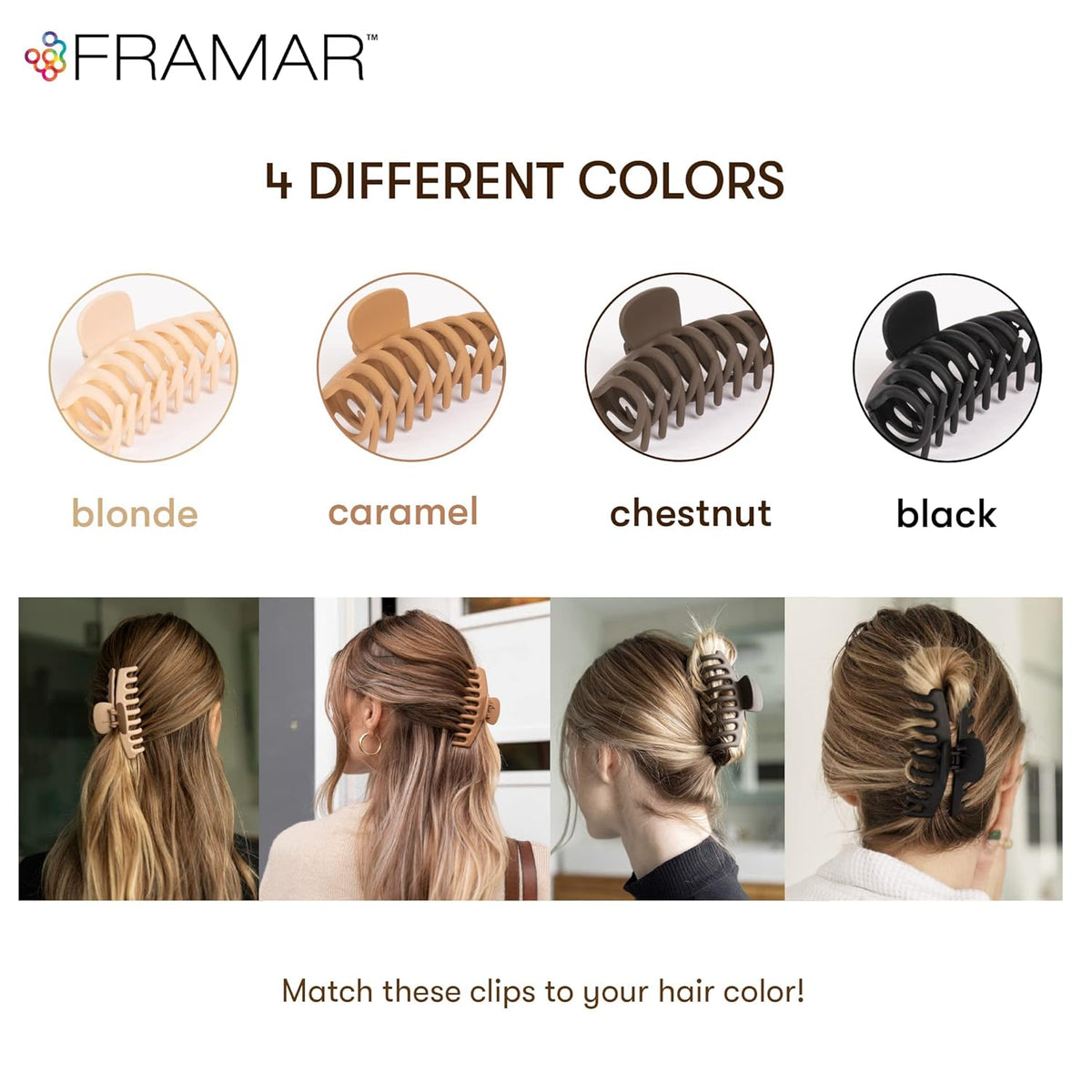 FRAMAR Extra Large Claw Clips For Thick Hair, Hair Claws Pack, Hairclips