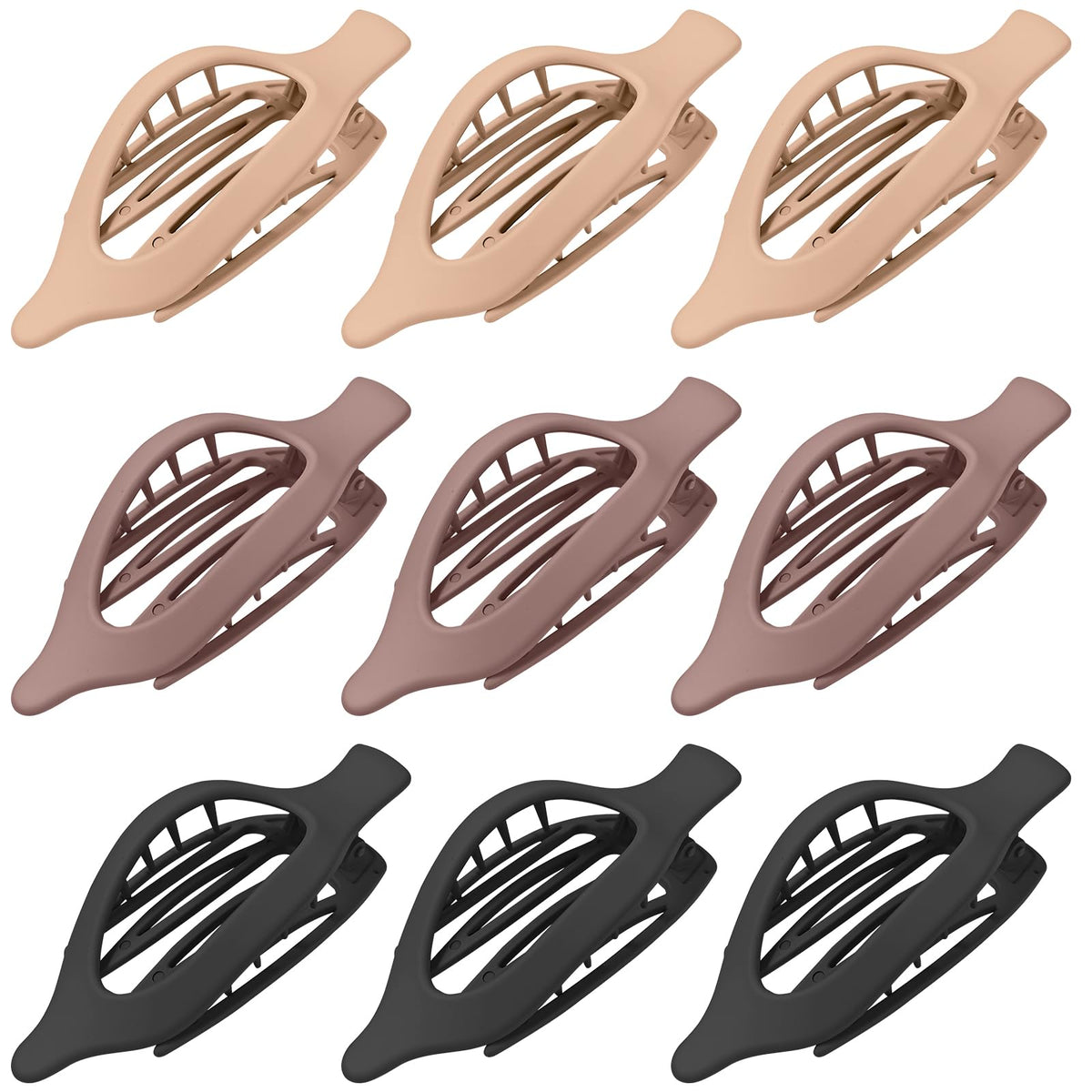 9 Pack Flat Hair Clips for Women, Matte Claw Clips for Thick & Thin Hair (Multicolor)