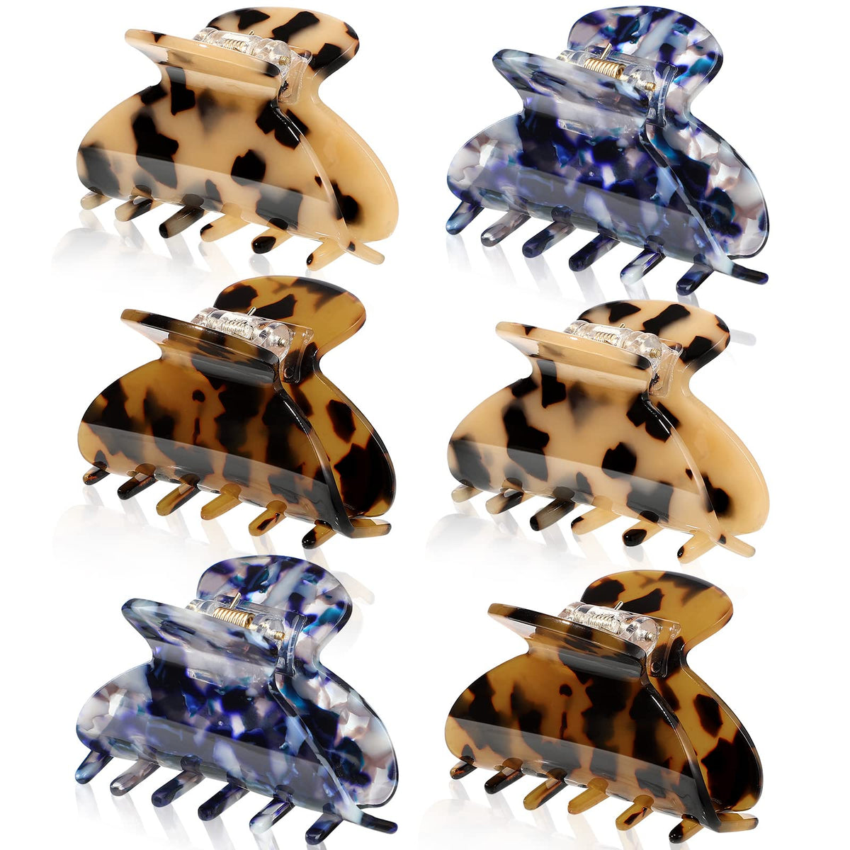 WILLBOND 6 Pcs Medium Hair Claw Clip for Thin Hair Women, Colorful Patterns