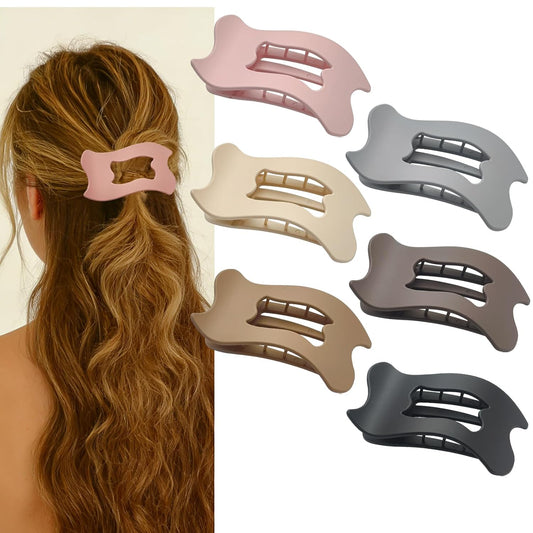 6 Pack Flat Claw Clips for Women,Matte Lay Flat Hair Clips for Thick & Thin Hair,Strong Hold Side Hair Clip All Hair Types French Duck Billed Hair Barrettes Non Slip Grip ((Multi-Color))