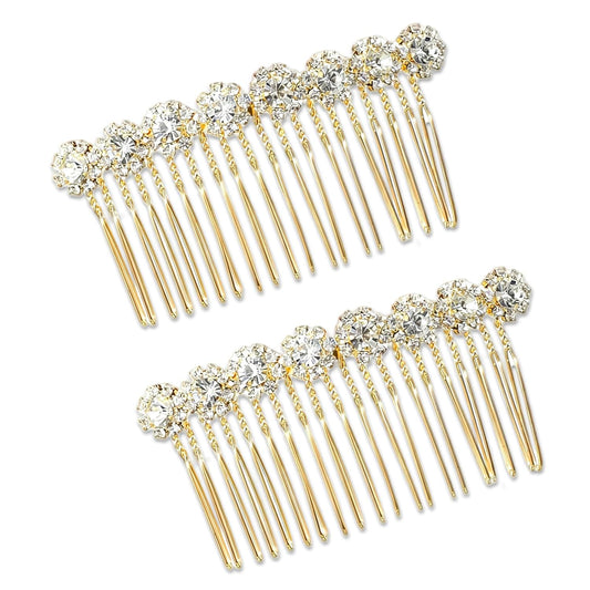 2Pcs Rhinestone Side Hair Combs Hair Combs for Women Accessories Gold Pearl Decorative Hair Comb Bridal Jewelry Clips Comb for Women Bridal Wedding Hairs Accessories