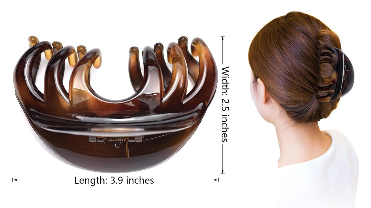 Youxuan 4 Inch Hair Claw for Women, Pretty Clip, Grip for Thick Hair, Coffee