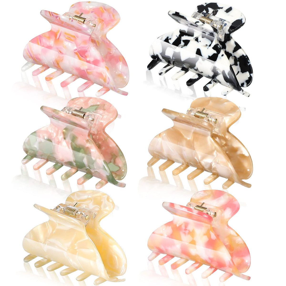 WILLBOND 6 Pcs Medium Hair Claw Clip for Thin Hair Women, Colorful Patterns