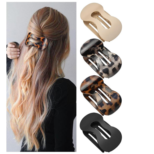 Flat Hair Clips for Women,French Lay Flat Claw Clips,Matte Strong Hold Side Hair Clip Thick & Thin Hair No-Slip Duck Billed Jaw Claw Clip 4 Pcs