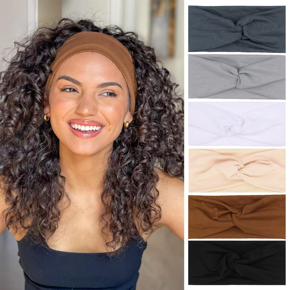 XTREND 6 Pcs Headbands for Women Twisted Cross Elastic Head Bands Yoga Workout Headband Non-Slip Sweat Soft Headbands Solid Color Simple Versatile Hair Accessory Hairbands