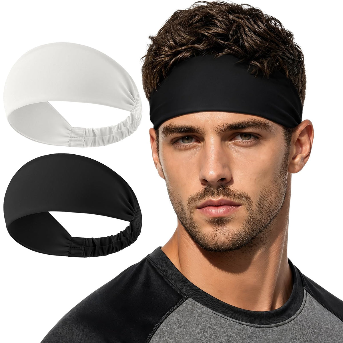 Sweat Band Wide Headband Sports Running Workout Moisture Wicking