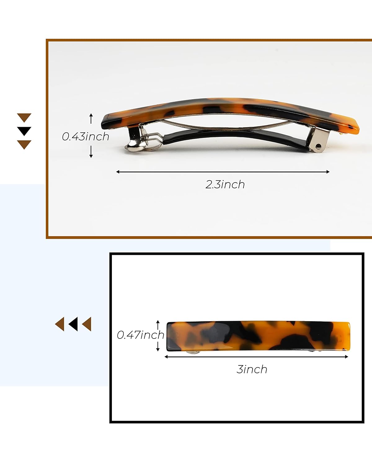 Hair Barrettes, 8 Pcs 3 Inch Acetate Small Clips