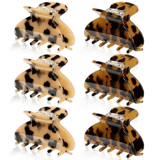 WILLBOND 6 Pcs Medium Hair Claw Clip for Thin Hair Women, Colorful Patterns
