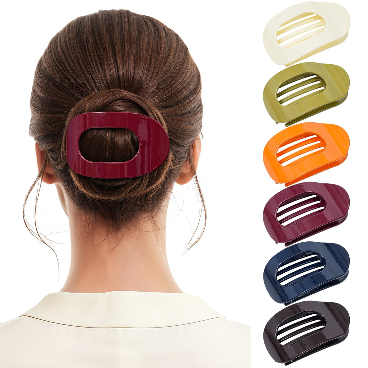6 PCS Flat Hair Clips for Women, French Medium Non Slip Claw Clips