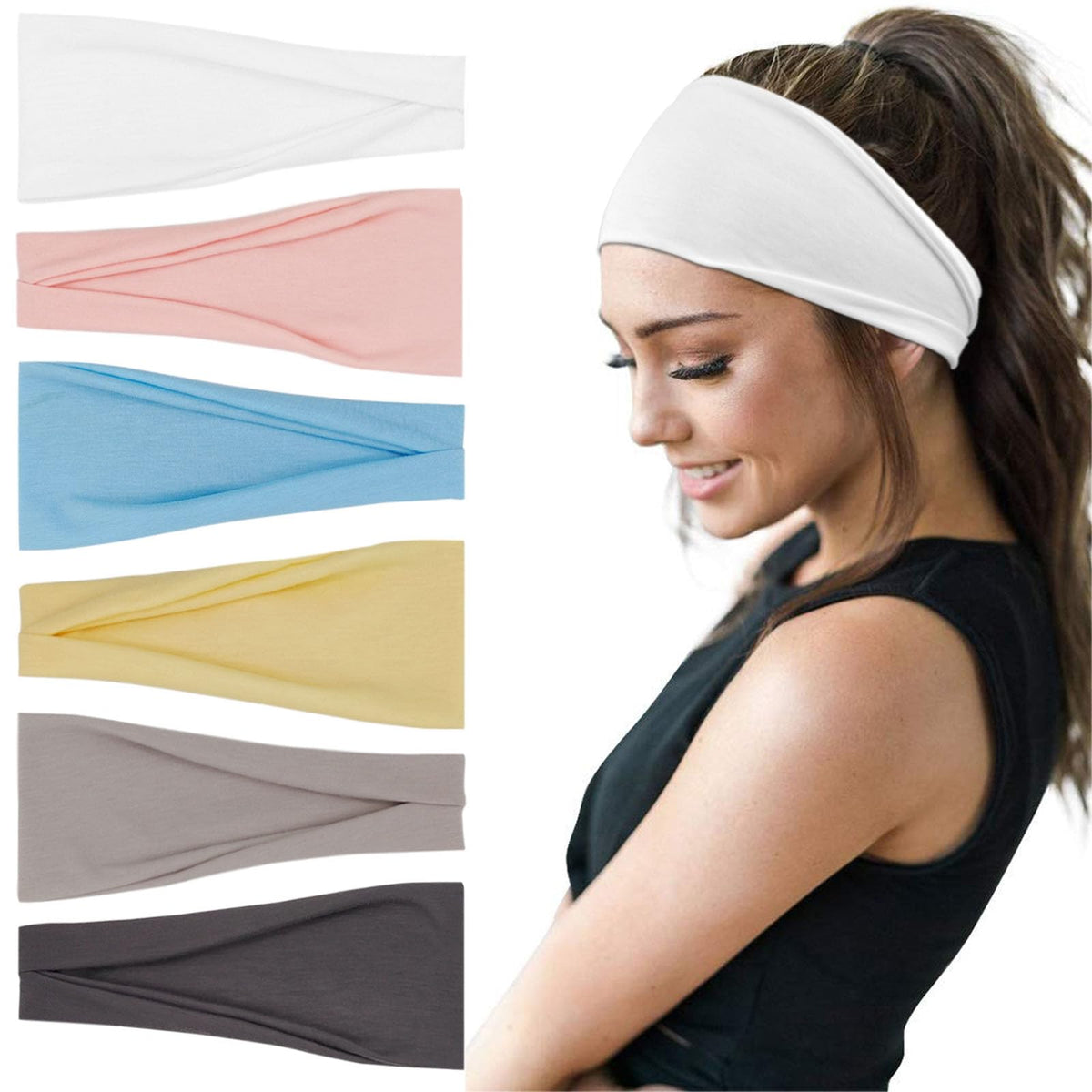 YONUF 6 Pack Headbands for Women, Boho Wide Head Bands & Hair Accessories