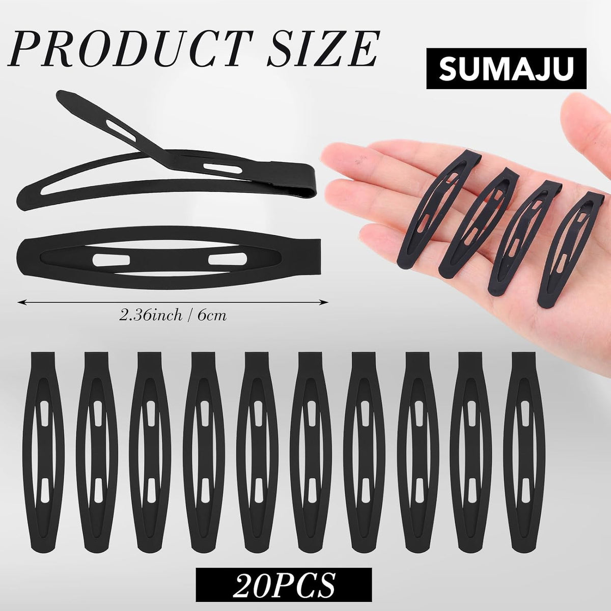 20 Pcs Snap Hair Clips For Women Girls, 2.36 Inch Metal Barrettes
