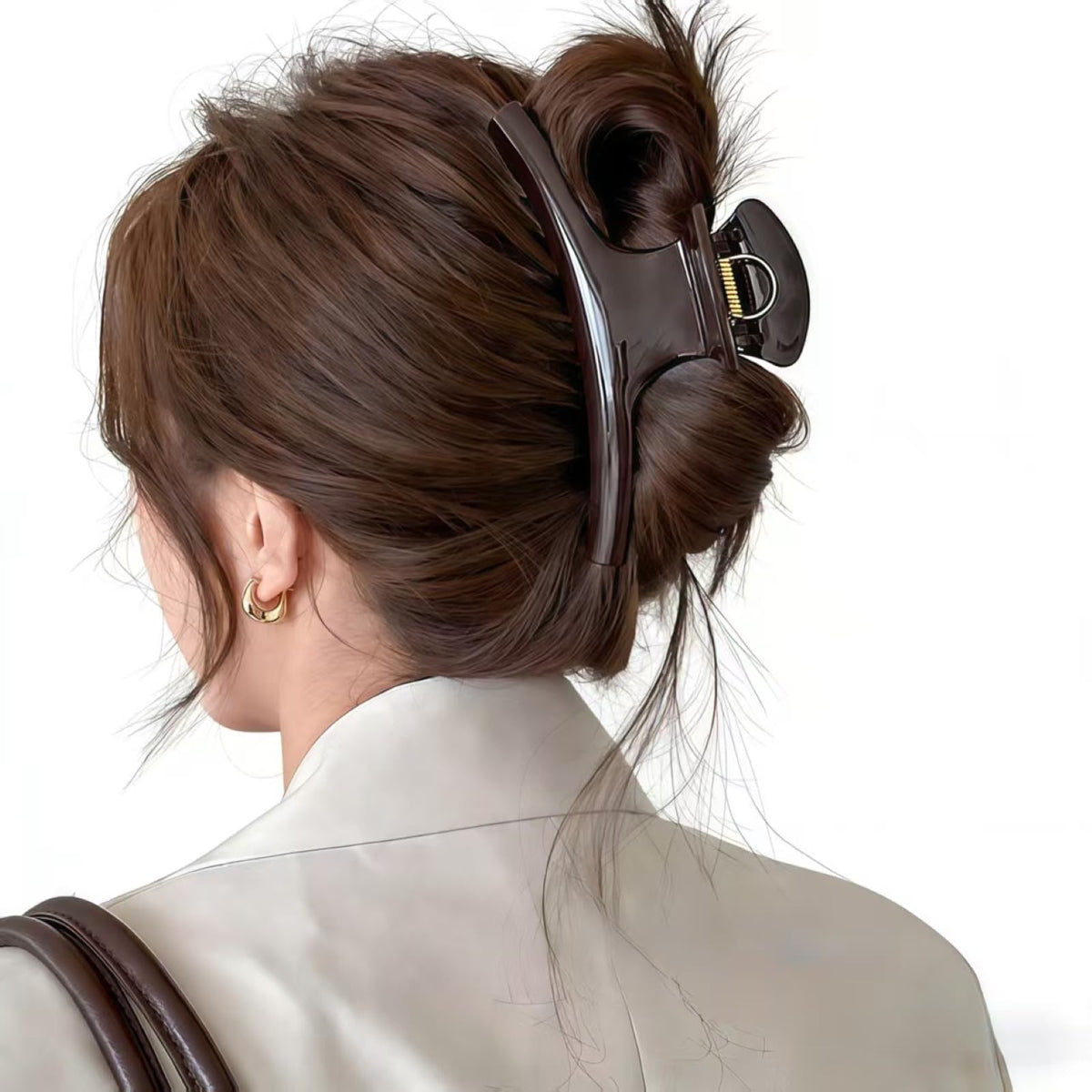 5.9 Inch Extra Large Hair Clips for Women, Glossy Big Butterfly Claw Clips for Thick Long Hair, Non Slip & Strong Hold, Jumbo Lady Shower Claw Clip, Neutral Hair Claws (Chocolate Brown)