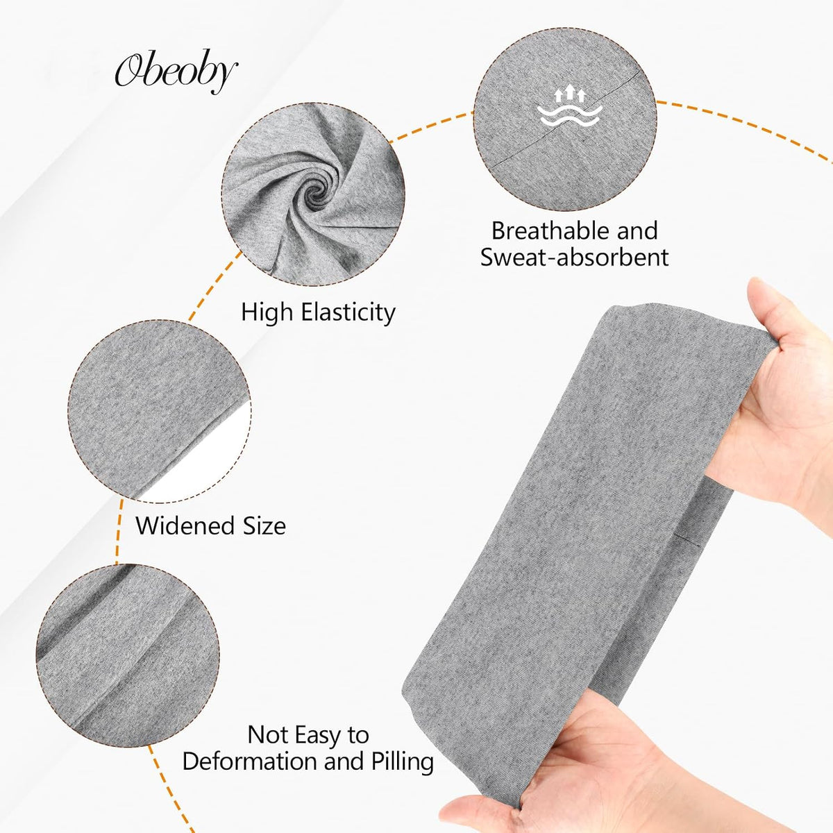 6 Pack Wide Cotton Headbands for Women, Non-Slip Workout Yoga Sports