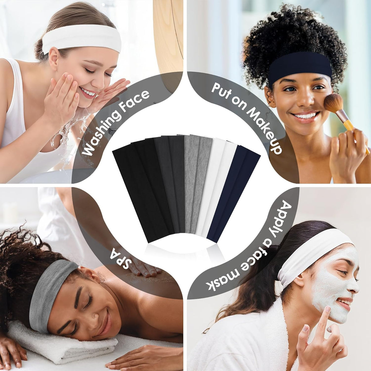 10 Pack Headbands for Women Non Slip - Cute Fashion Cotton Headbands for Women