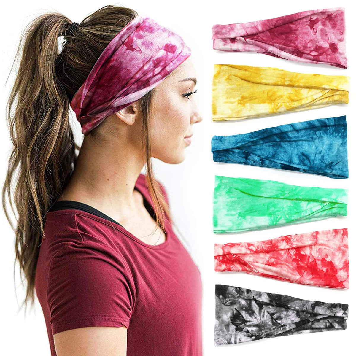 YONUF 6 Pack Headbands for Women, Boho Wide Head Bands & Hair Accessories